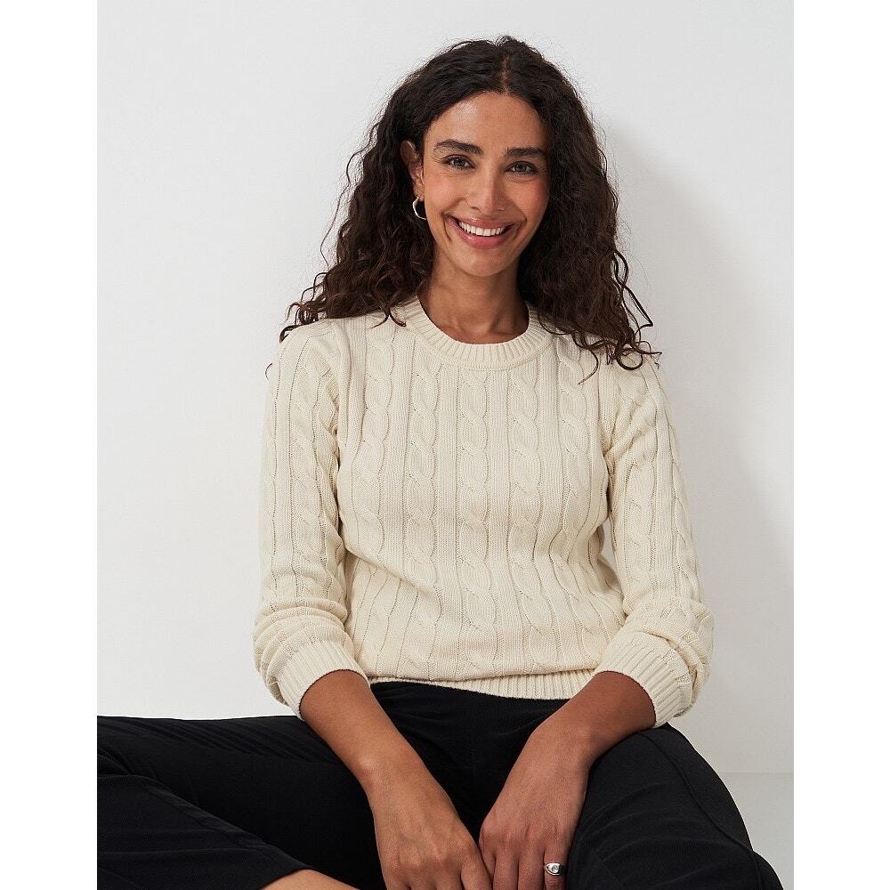 ASOS (10) Cream Cable Knit Round Neck Sweater Preppy Coastal Minimalist